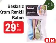 BASKISIZ KROM RENKLİ BALON 5'Lİ